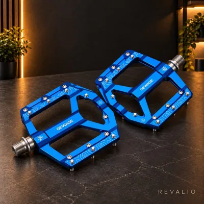 Pédales plates GEWAGE en aluminium CNC – Bleues – Paire – Axe 9/16"